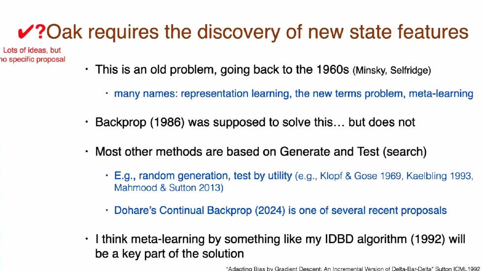 OaK Requires The Discovery of New State Features