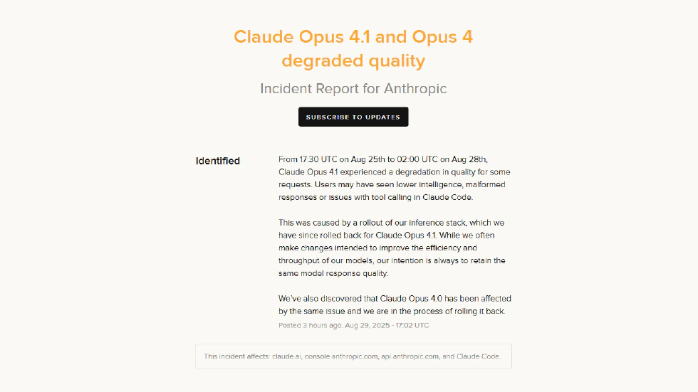 Claude Opus 4.1 and Opus 4 Degraded Quality