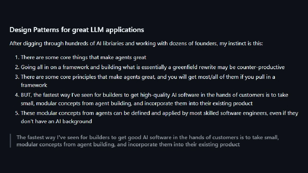 Design Patterns for great LLM applications