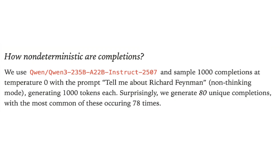 Defeating Nondeterminism in LLM Inference-26 - via Thinking Machines Lab